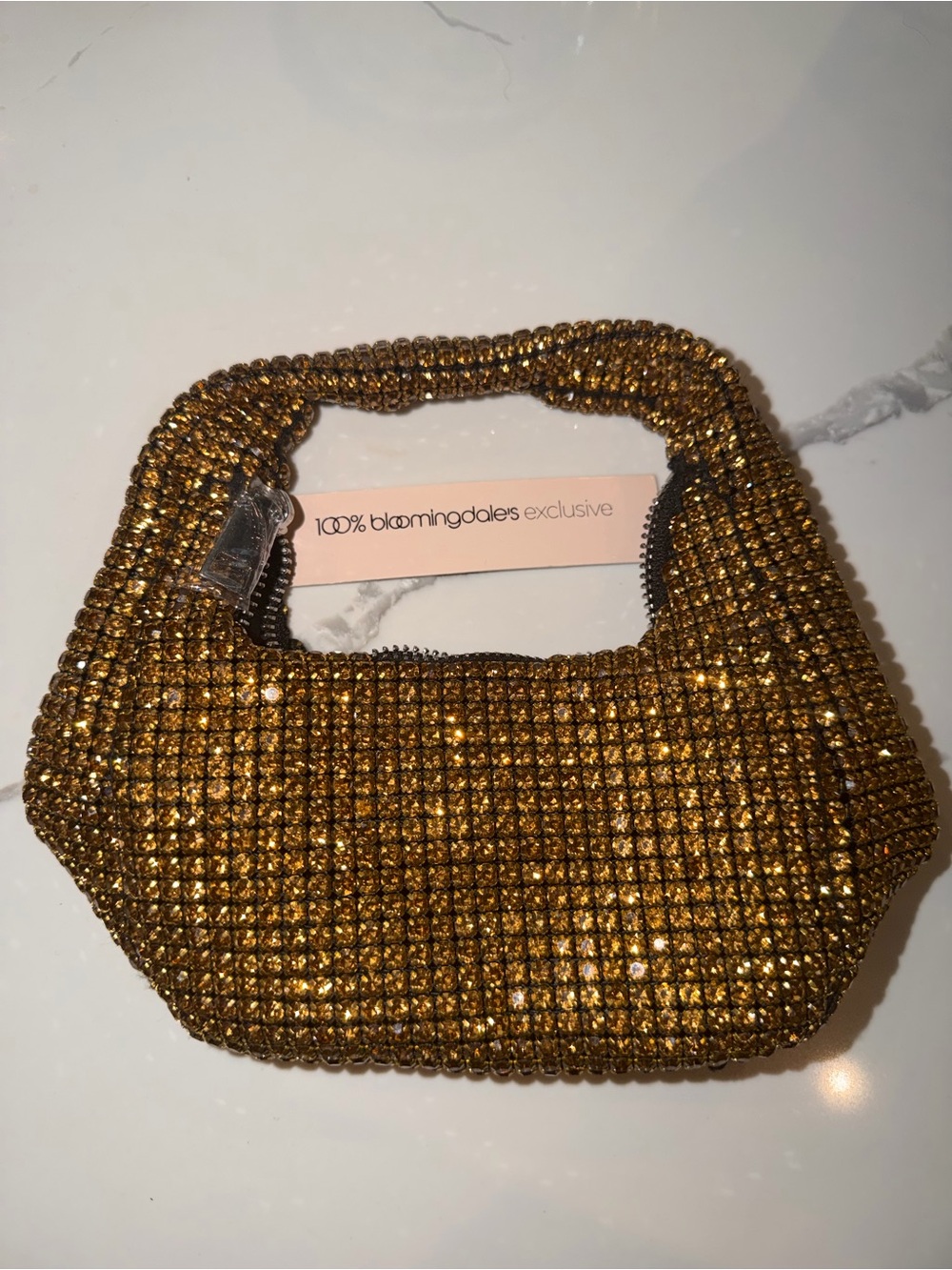 Aqua by Bloomingdale's Gold Crystal Mini Slouch Bag